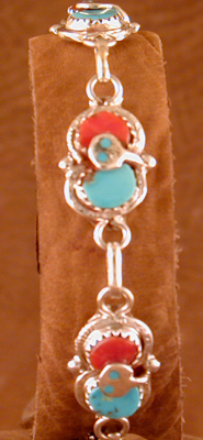 Effie Link Bracelet turquoise and coral with turq eyes