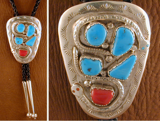 Effie Turquoise and Coral Bolo with Turq and Coral Eyes