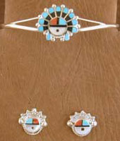 SS Sunface Bracelet and Earrings Set - BRACELET