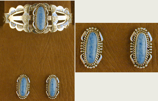 SS Turquoise Bracelet and Post Earrings Set - EARRINGS