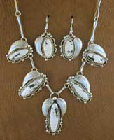 SS White Buffalo Stone Necklace and Earrings Set