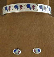 SS Inlaid Buffalo Bracelet and Earrings Set - EARRINGS