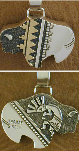 SS 12KGF Buffalo and Kokopelli Set - PENDANT