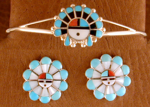 SS Zuni Inlaid Sunface Set - EARRINGS