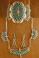 Needle Point Turquoise Set - NECKLACE & EARRINGS