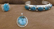 SS Turquoise Bracelet, Pendant & Ring Set - BRACELET