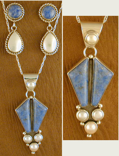 SS Denim Lapis and Mother of Pearl Set - PENDANT