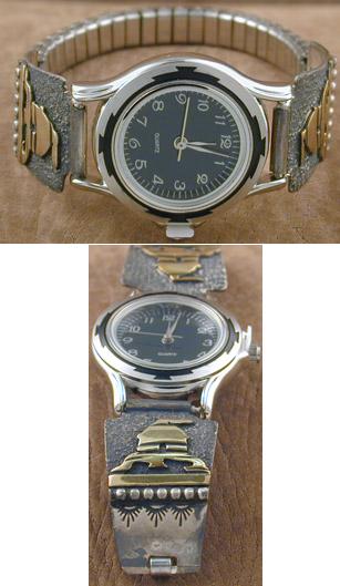 Navajo Village "Style" Watch -  Artist: Tommy Singer - Silver/Gold plated
