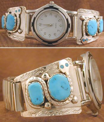 Effie Mens Watch with band of Turquoise with Turquoise eyes