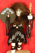Navajo 10" Black Buffalo Warrior Largo Kachina