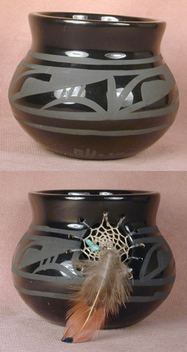 Pottery Black on Black: DreamCatcher Native Designs