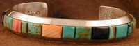 SS Turquoise & Jet Bracelet by Eddie Lee Chischilly