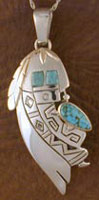 Sterling Silver and 14K Gold & Turquoise Dancer Pendant