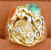 Turquoise & Coral Bison Ring