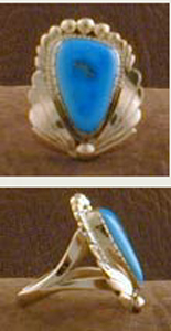 14K Solid Gold and Morenci Turquoise Ring