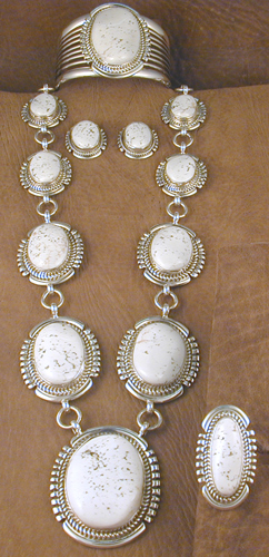 Navajo, White Buffalo Stone Set - NECKLACE