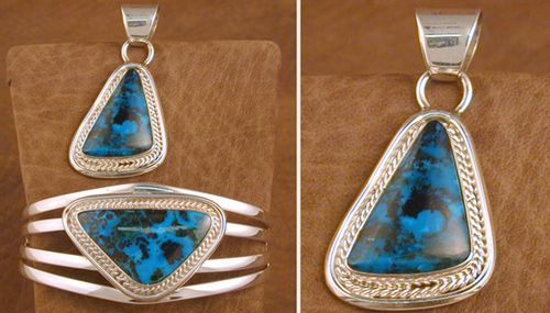 Pendant-Navajo-Blue and Black Marble