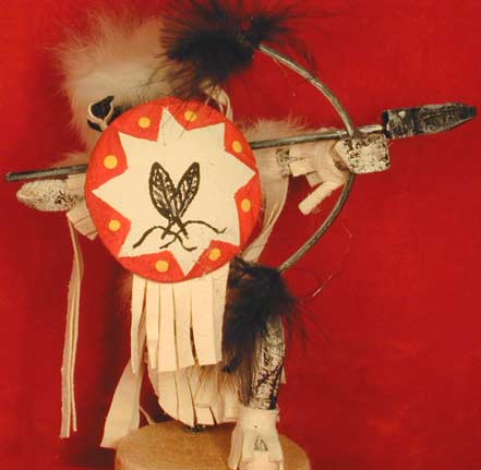 Navajo 10" Tribal White Buffalo Warrior Kneeling Kachina