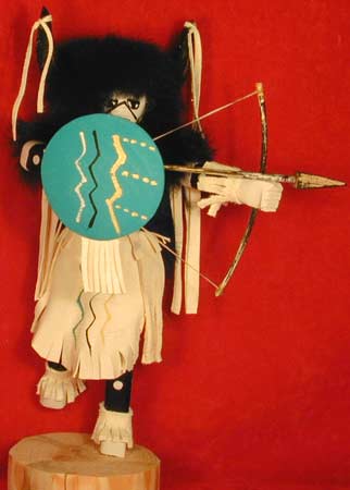 Navajo 10" Tribal Black Buffalo Warrior Kachina