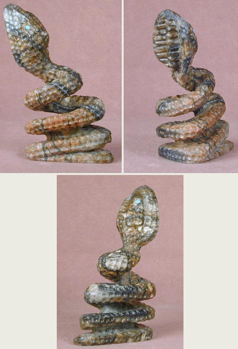 Zuni Picasso Marble Coiled Snake Fetish